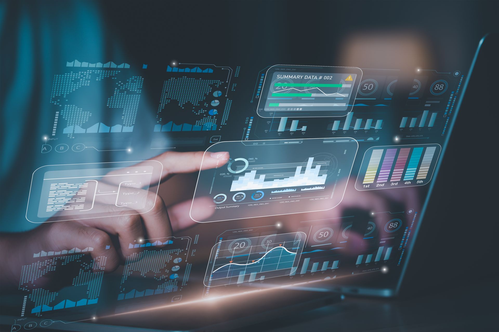 Plusieurs diagrammes en hologramme