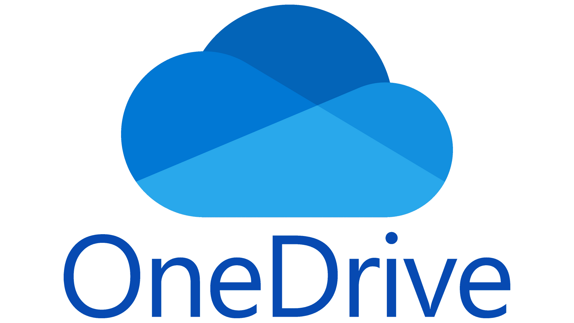 OneDrive-logo, jossa on sininen pilvi ja sen alla sana ”OneDrive”