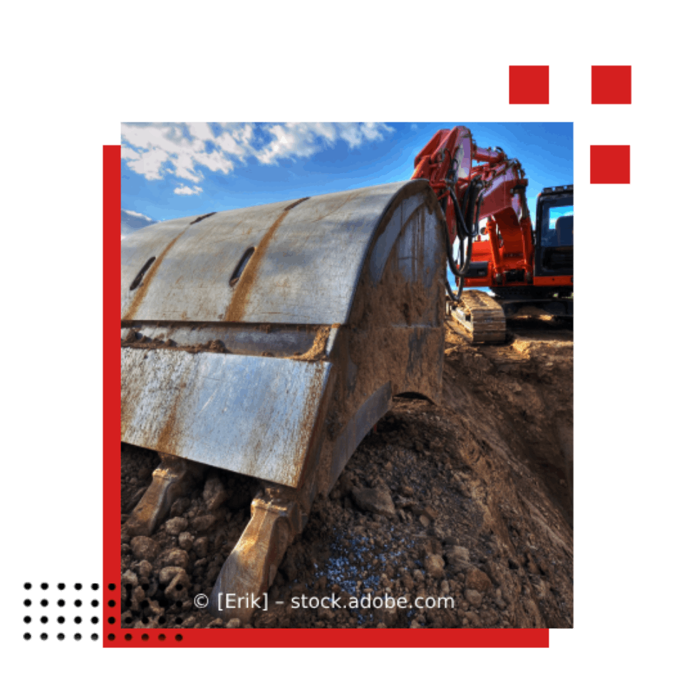 Bagger und Kräne auf Großbaustelle