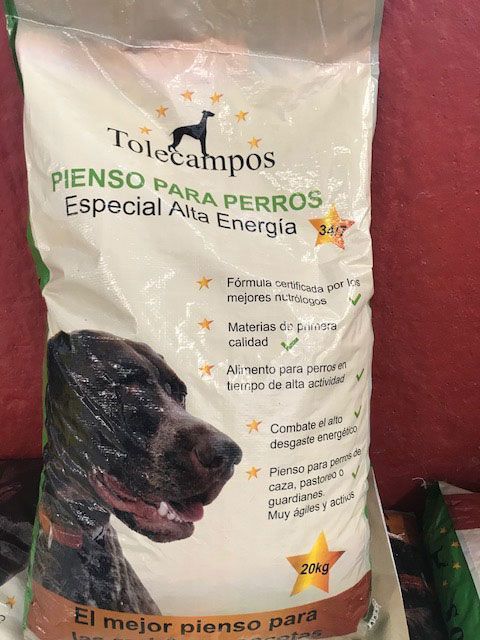 A bag of tolecampos pienso para perros especial alta energia dog food