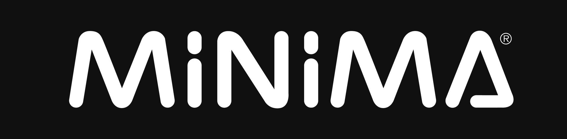 Le mot minima est écrit en blanc sur fond noir