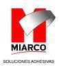 Un logotipo rojo y blanco para una empresa llamada miarco.