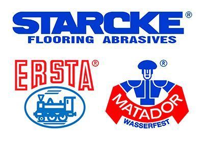 Los logotipos de los abrasivos para suelos Starcke Ersta y Matador