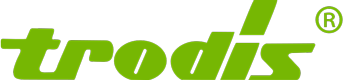 Un logotipo de Trodis verde sobre un fondo blanco