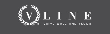 El logotipo para pared y piso de vinilo vline con una corona de laurel.