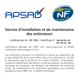 Certification APSAD R4
