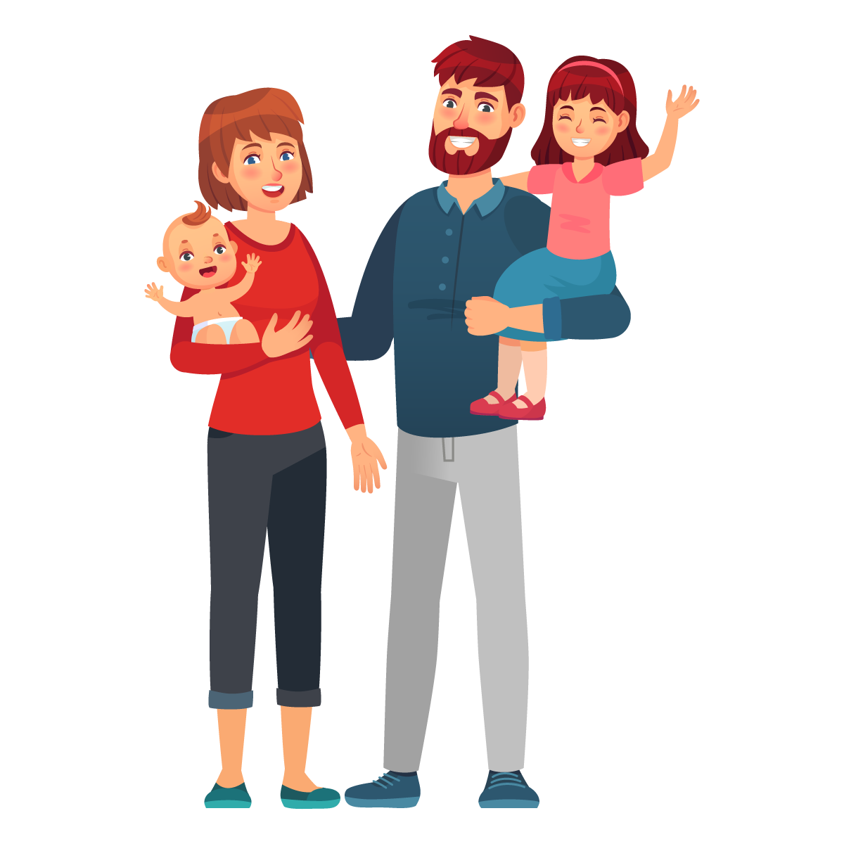 Couple avec deux enfants.
