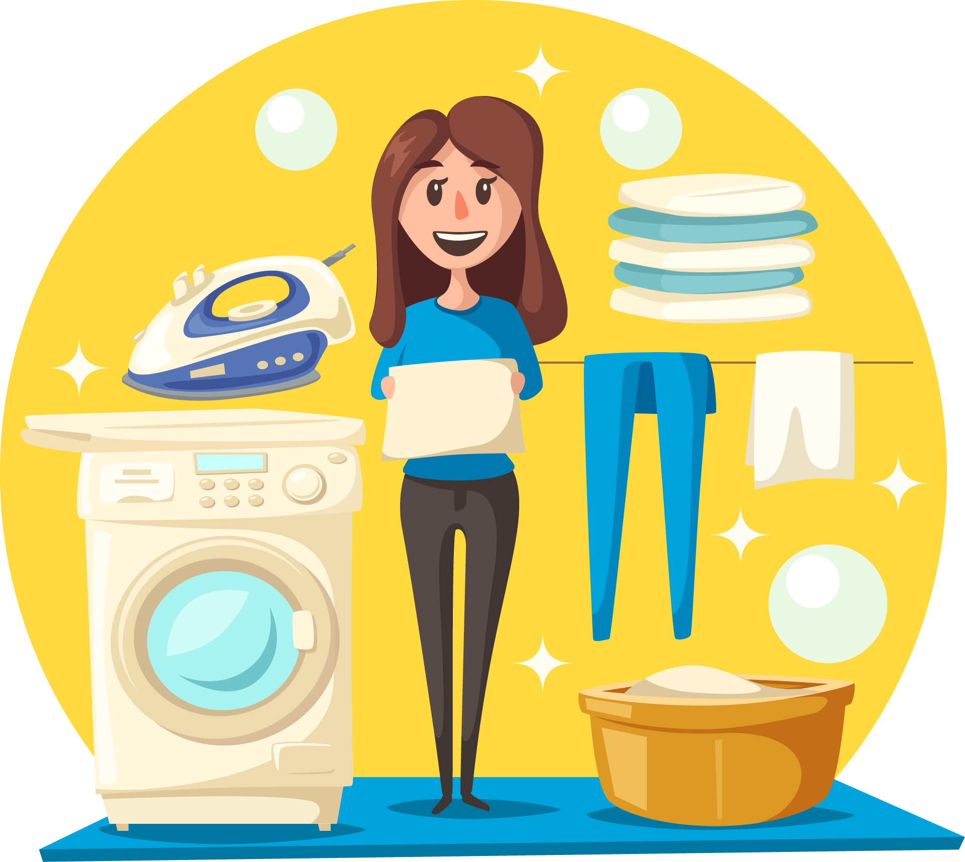 Concept de lavage de linge et de repassage.