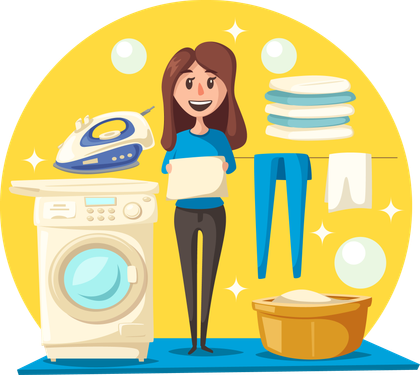 Concept de lavage de linge et de repassage.