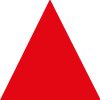 Ein leuchtend rotes, gleichseitiges Dreieck, das vor einem weißen Hintergrund nach oben zeigt.
