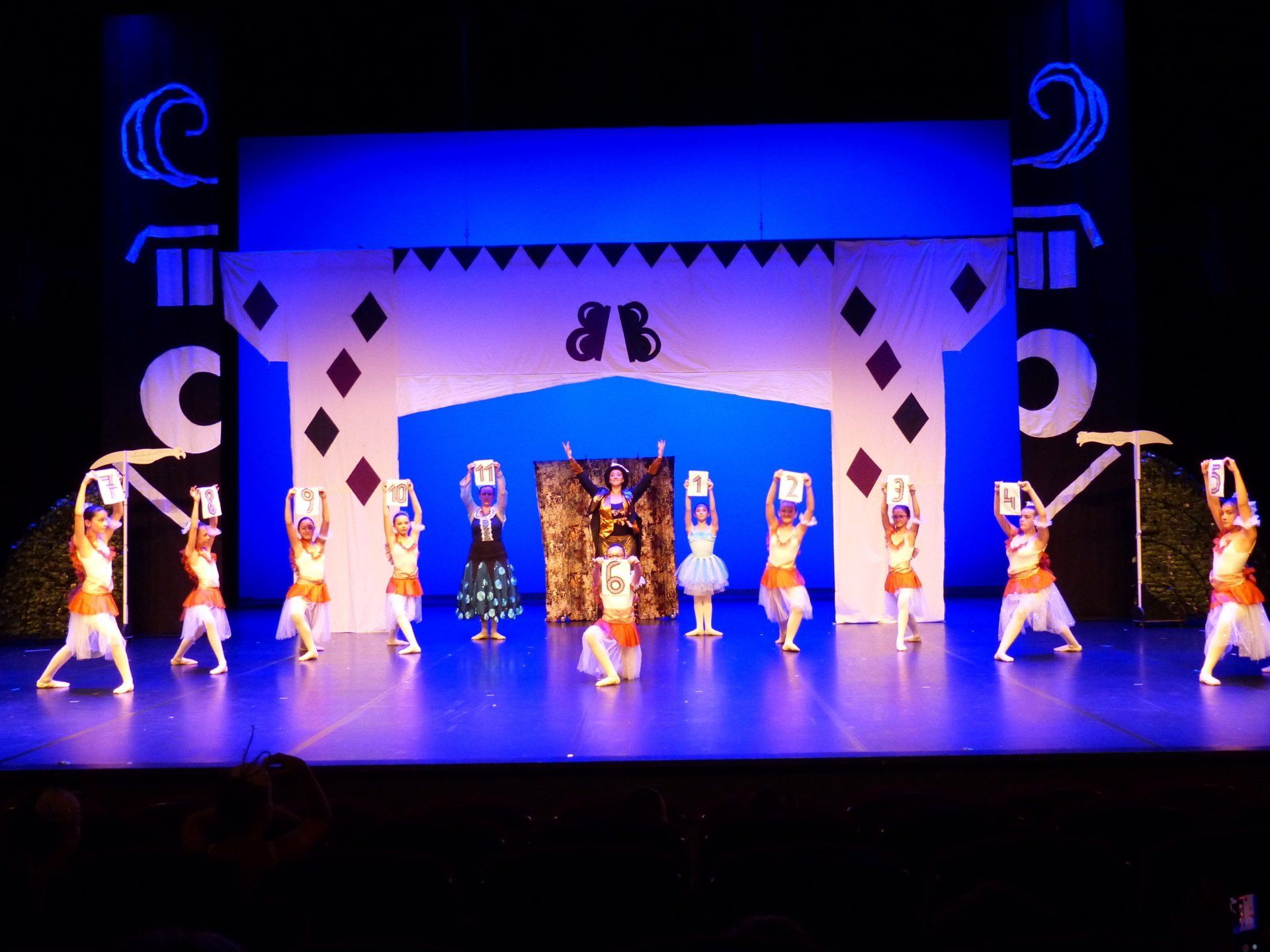 Groupe de danseuses en lumière bleue