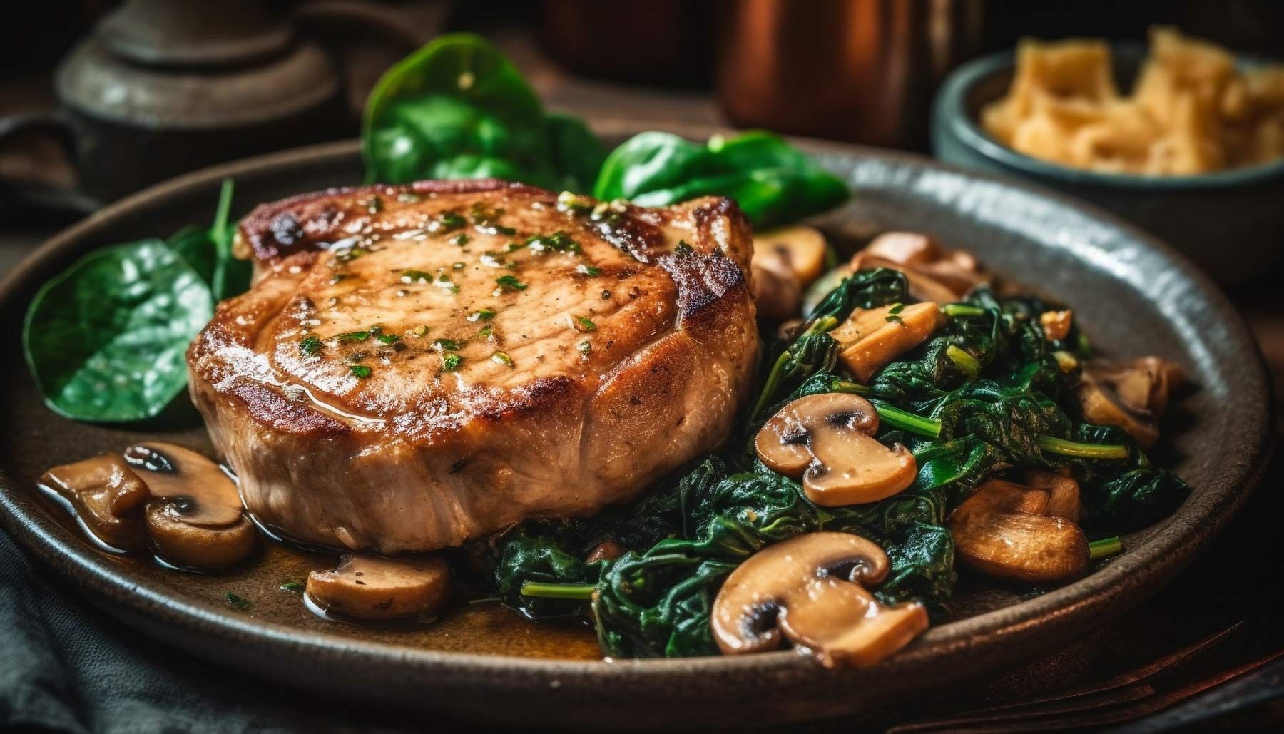Plat de Filet de boeuf au champignon et épinard