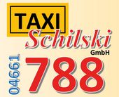 Ein gelb-rotes Logo für die Taxi Schilski GmbH