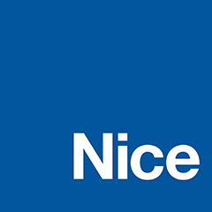 A blue background with the word nice in white letters