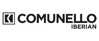 A black and white logo for communello iberian on a white background.