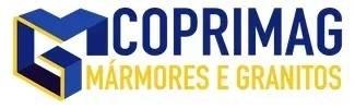 A blue and yellow logo for a company called coprimag