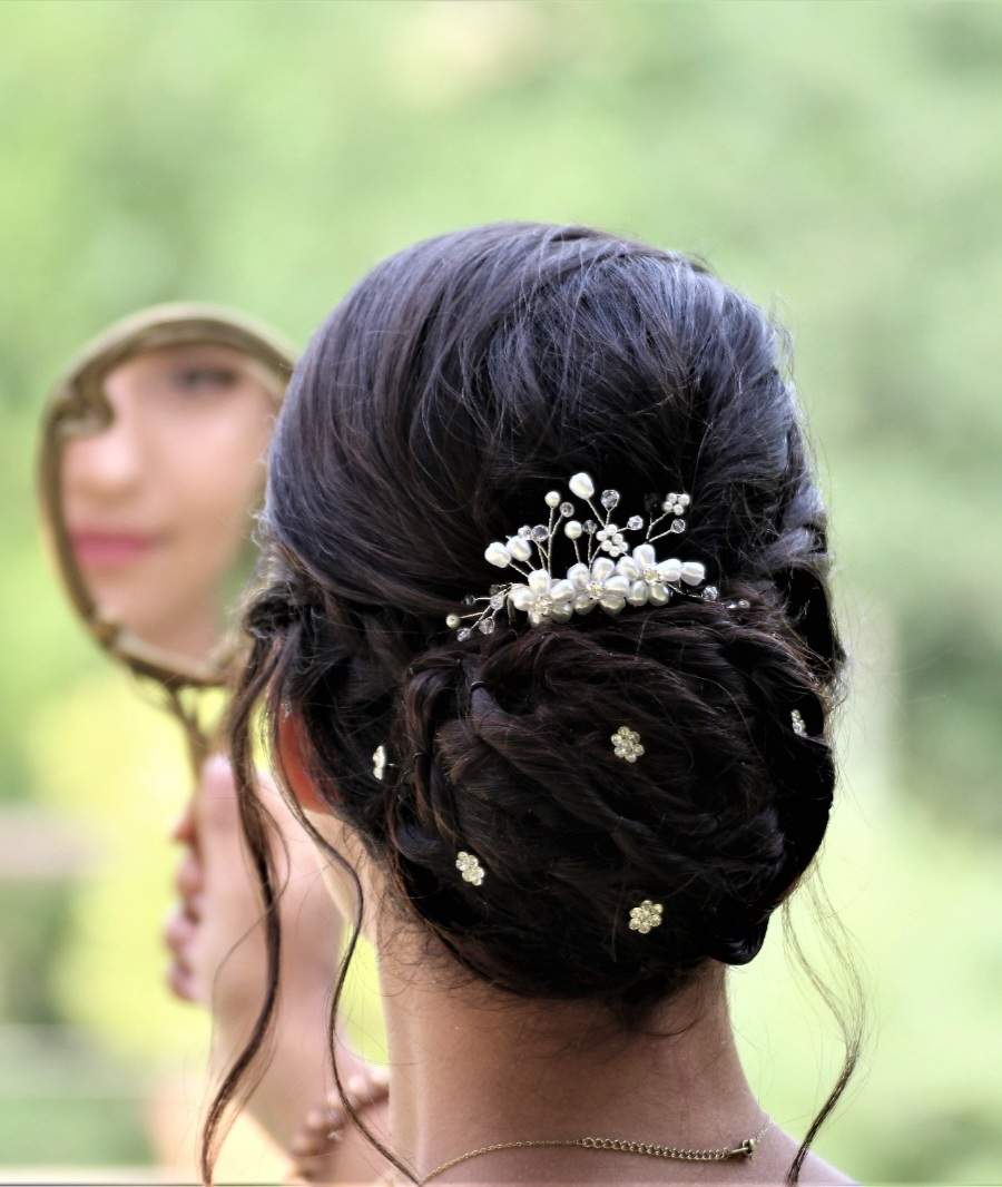 Chignon mariage avec accessoires