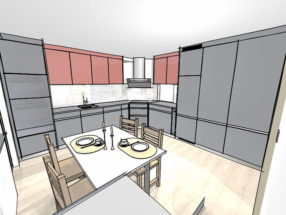 Zeichnung einer Küche