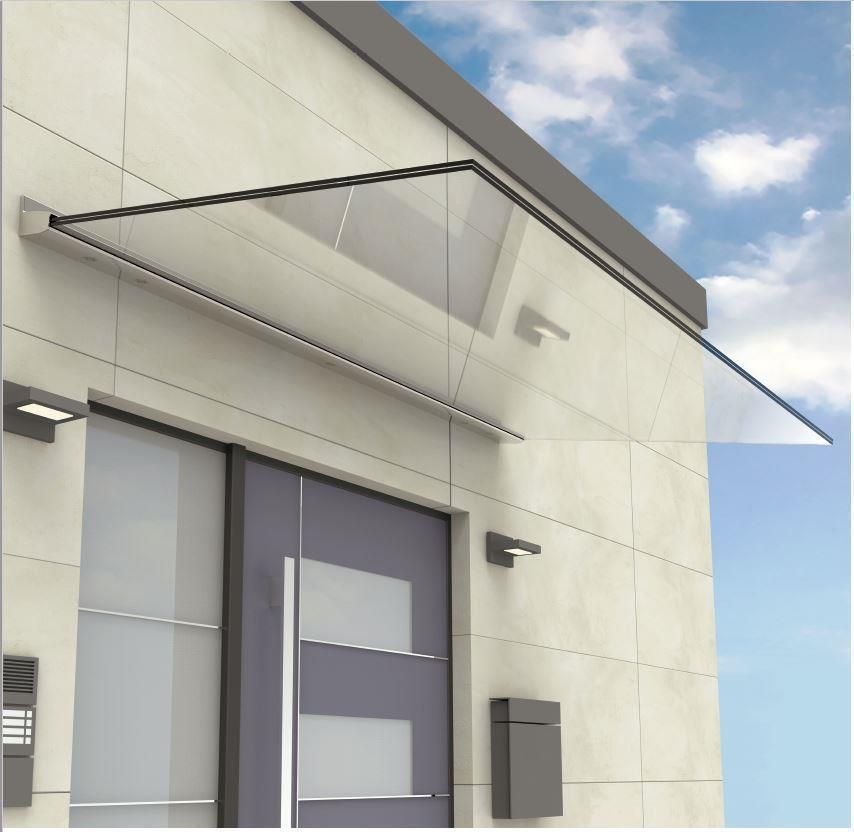 Glasvordach mit Edelstahlhaltern