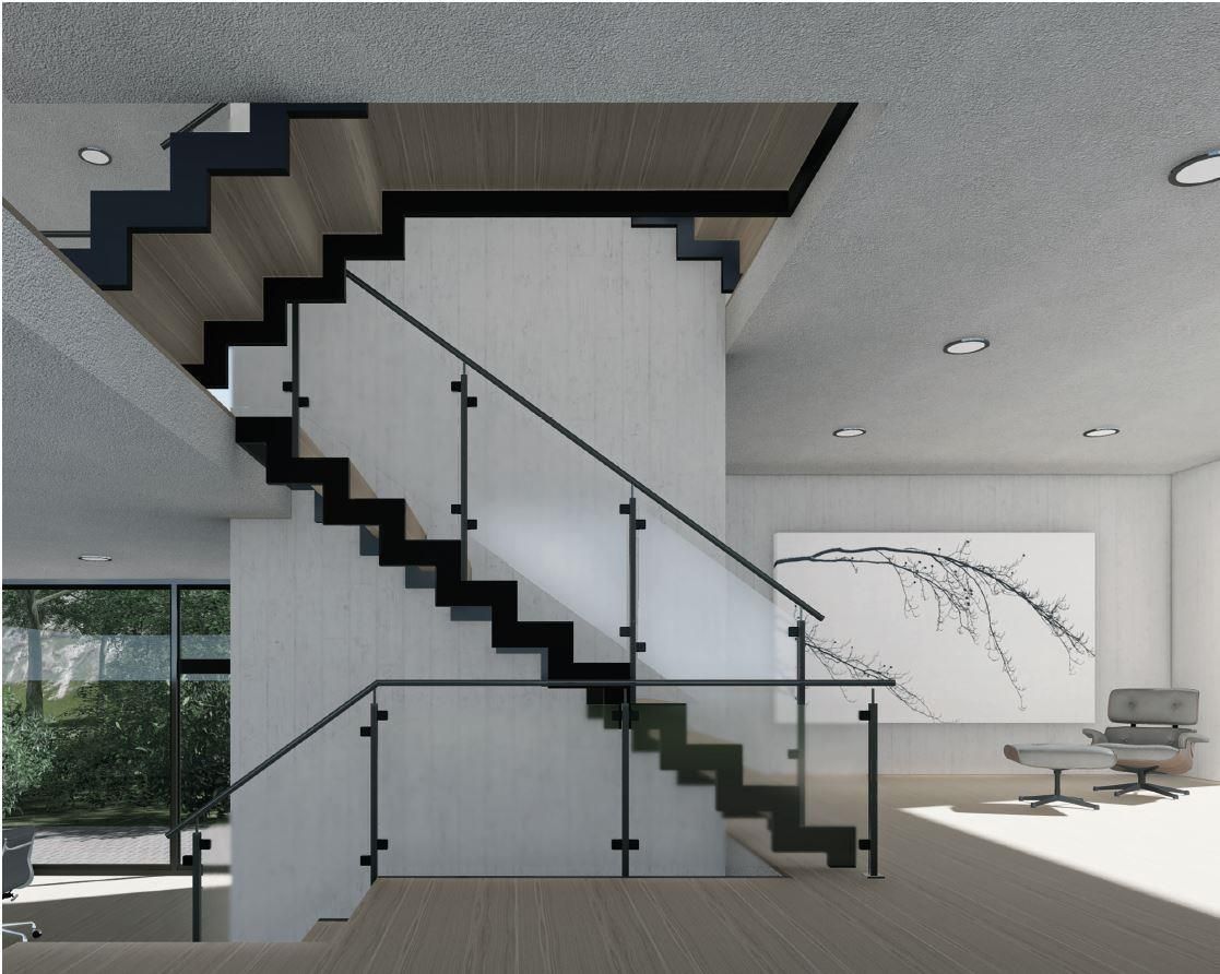 Modernes Glasgeländer an einer Innentreppe