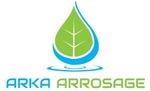 Logo : Feuille verte à l'intérieur d'une goutte d'eau bleue, au-dessus du texte vert « ARKA ARROSAGE ».