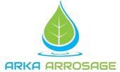 Logo : Feuille verte à l'intérieur d'une goutte d'eau bleue, au-dessus du texte vert « ARKA ARROSAGE ».