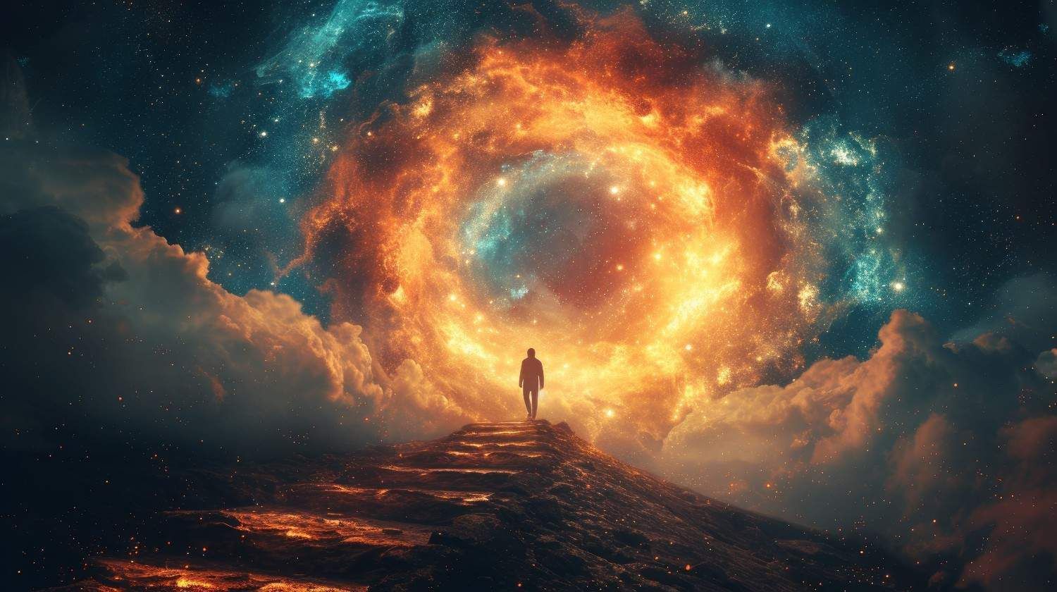 Una figura solitaria camina por un sendero 