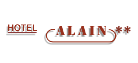 Un logotipo para un hotel llamado Hotel Alain.