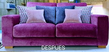 Sillas modernas tapizadas en color beige en una habitación luminosa con suelo de baldosas