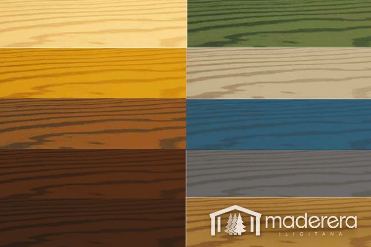 Un cartel que muestra diferentes tonos de madera y la palabra maderarera.