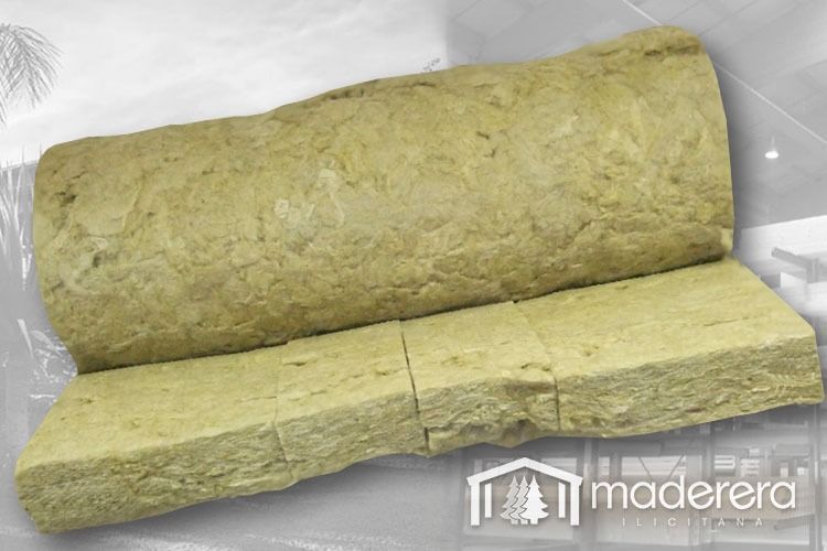 Un rollo de lana de roca está encima de una mesa.