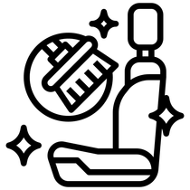 Ein schwarzweißes Symbol einer Zahnbürste und Zahnpasta.