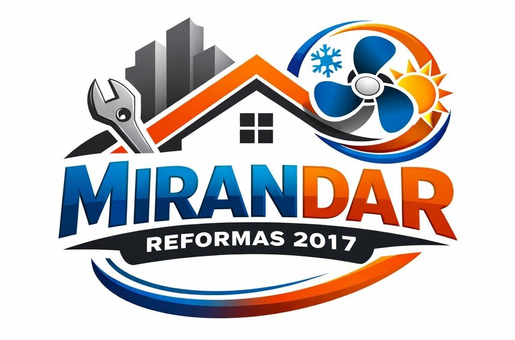 Logotipo de "MIRANDAR REFORMAS 2017" con iconos de una casa, una llave inglesa, un ventilador.