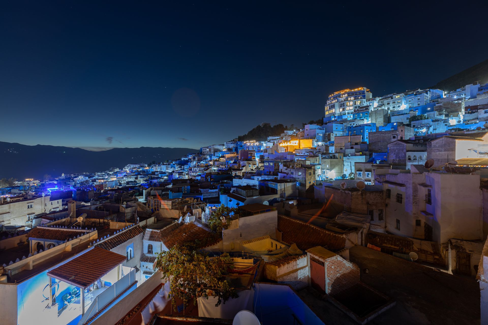 View on the medina at Riad nila terrace, Chefchaouen