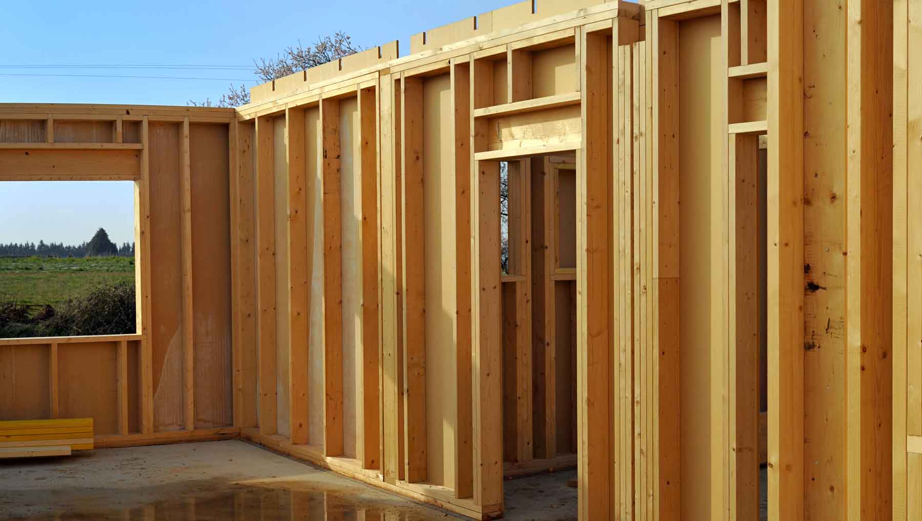 Ossature en bois composée de murs en bois