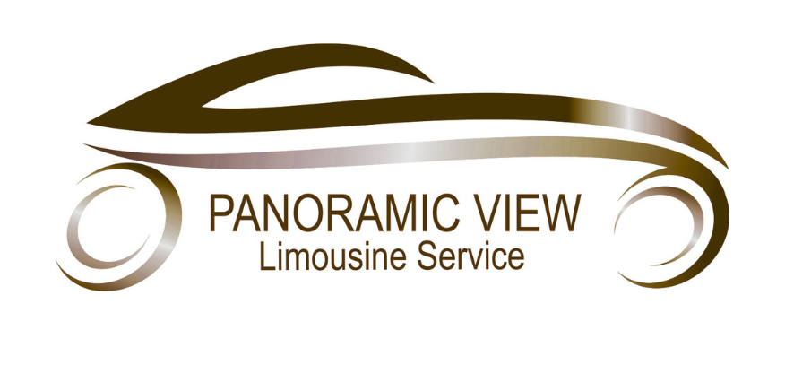 Logo für den Limousinenservice „Panoramablick“: dunkelblaue stilisierte Autokontur mit Text.