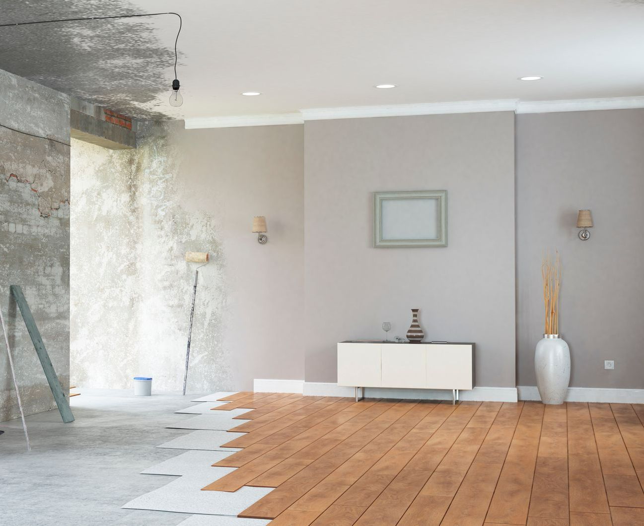 Chantier d'un séjour en cours de rénovaiton