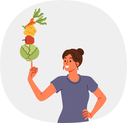 Une femme porte des fruits et légumes