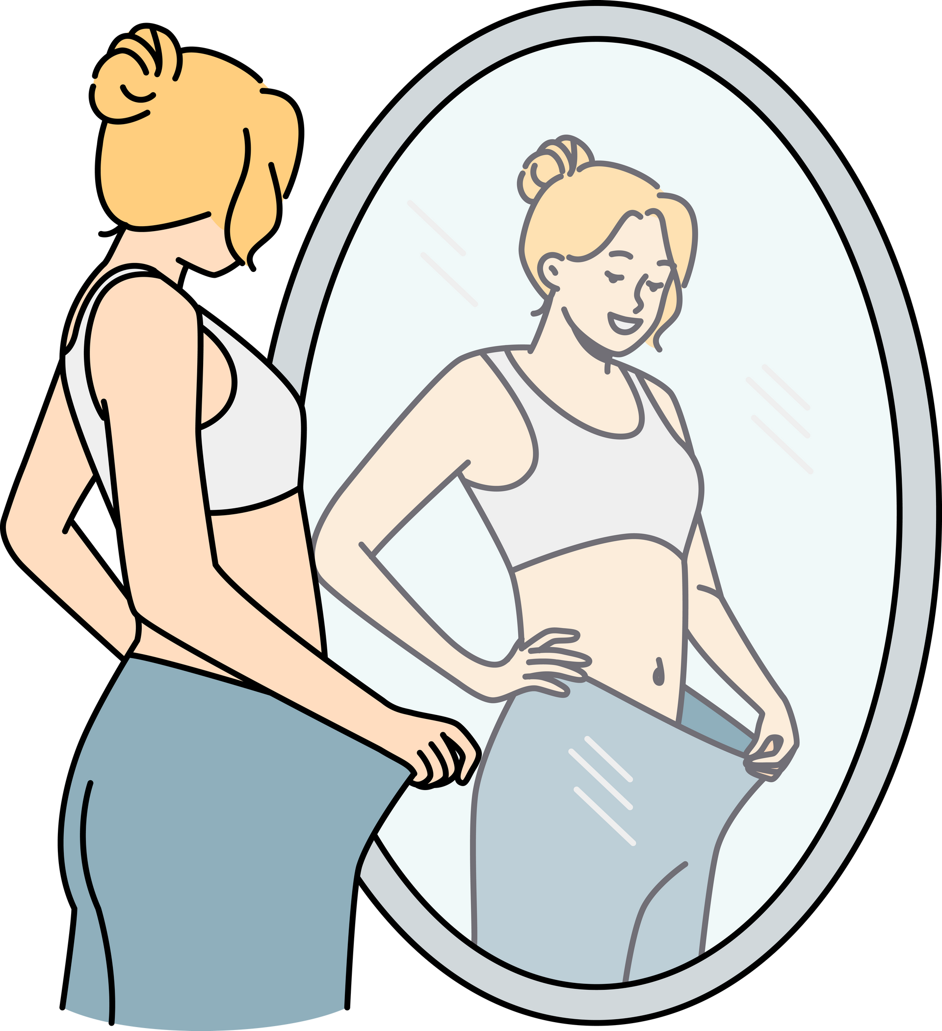 Une personne se regarde dans le miroir