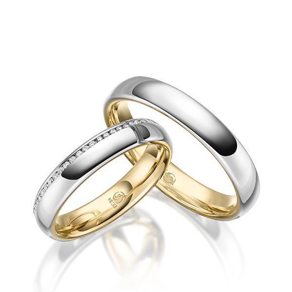 Bild von Trauringen / Verlobungsringen in innen gelbgold außen weißgold