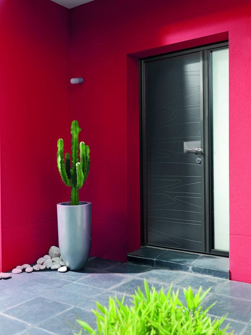 Une porte d'entrée avec un cactus.