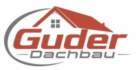 Guder Dachbau Logo mit rotem Dachsymbol und grauem Text auf weißem Hintergrund