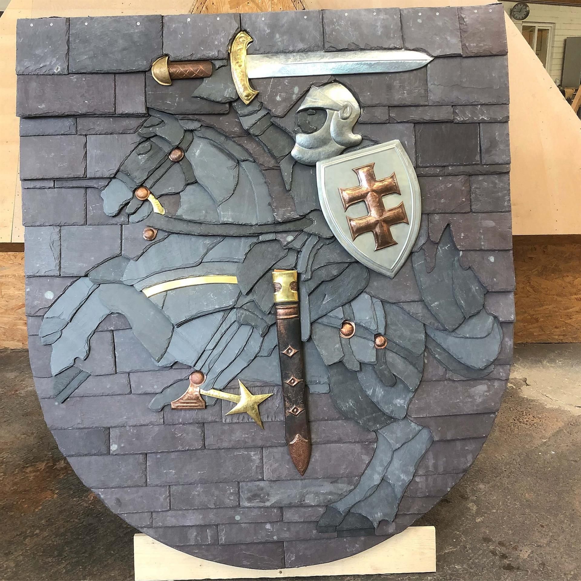 Schieferplatten Bild mit Pferd und Reiter