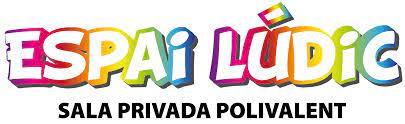 Logo for Espai Lúdico: colorful letters, “Espacio Lúdico”, below it reads "Sala Privada Polivalente".
