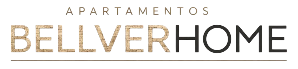 Logotipo con las palabras "APARTAMENTOS" y "BELLVERHOME" en una tipograf&iacute;a limpia, con una l&iacute;nea horizontal debajo.