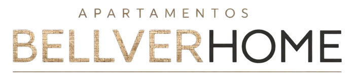Logotipo con las palabras "APARTAMENTOS" y "BELLVERHOME" en una tipografía limpia, con una línea horizontal debajo.
