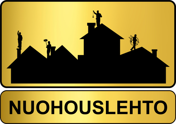 Mustat talosiluetit keltaisessa kyltissä, jossa lukee ”NUOHOUSLEHTO”
