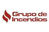The logo for grupo de incendios has a red flame on it.
