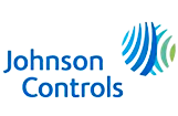 El logotipo de Johnson Controls es azul y verde sobre un fondo blanco.