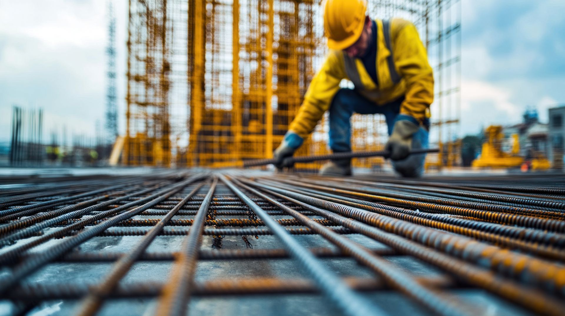 Schweißarbeiten Stahlgitter auf Großbaustelle